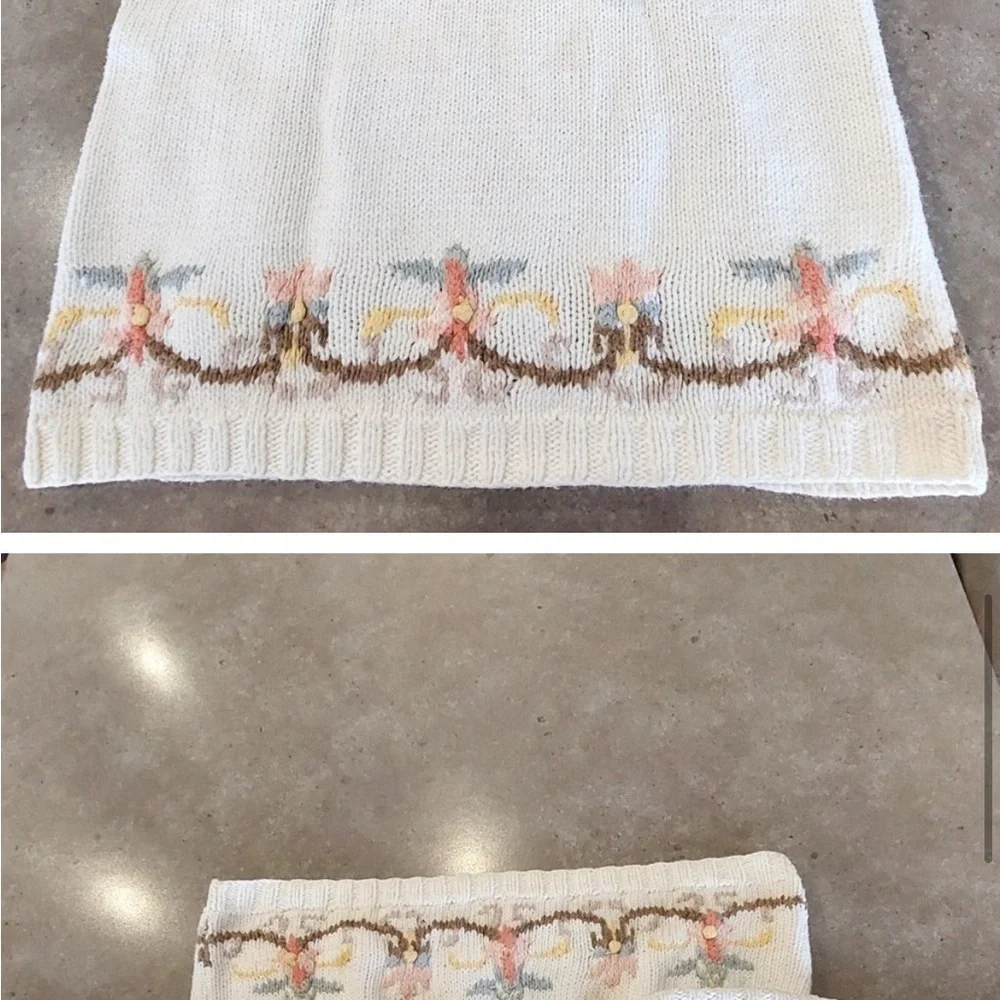 VINTAGE JENNIFER REED Hand Knitted -Embroidered-Floral Sweater -EUC-SZ S 🌸-😍 - Picture 11 of 16